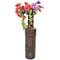 Antique Decorative Brown Hand Curved Mango Wood Floor Flower Vase with Unique Textured Pattern, 36 Inch